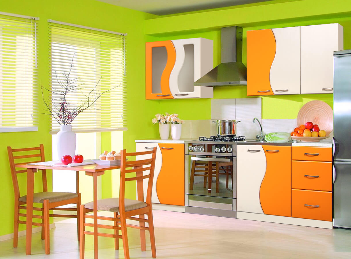 Купить мебель ола. Яркий кухонный гарнитур. Оранжевая кухня. Кухонный гарнитур оранжевого цвета. Кухонный гарнитур салатовый и оранжевый.