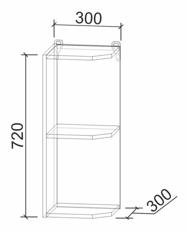 Размеры и схема верхний шкаф ВПз30-720 модуль