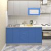 Кухня Корнелия Мара МДФ глянец прямая 1,6 метра серый синий в интерьере