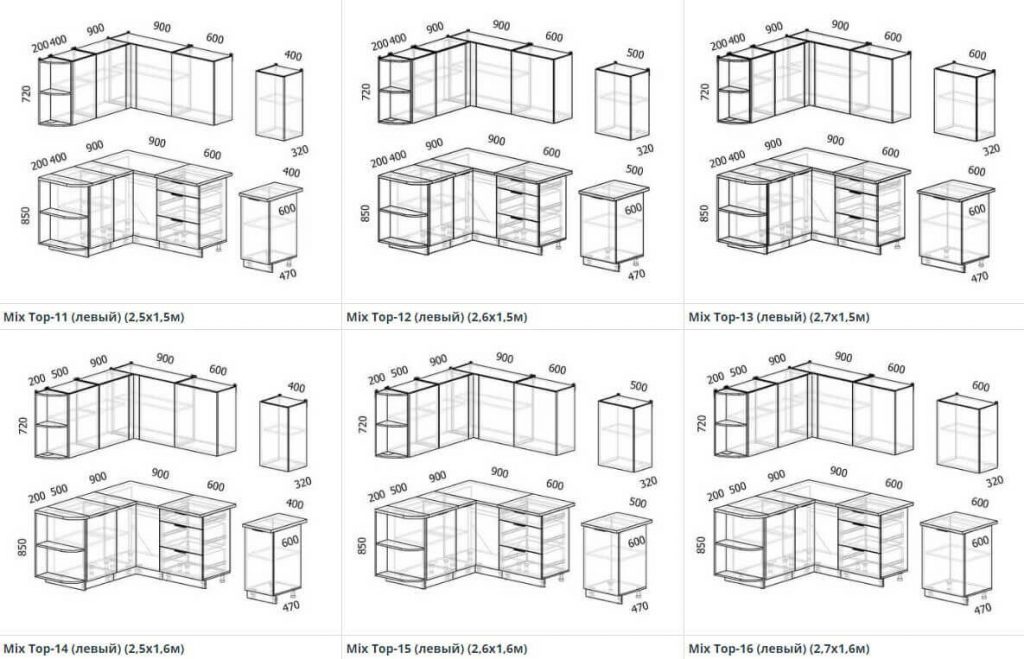 Схемы модульных кухонь