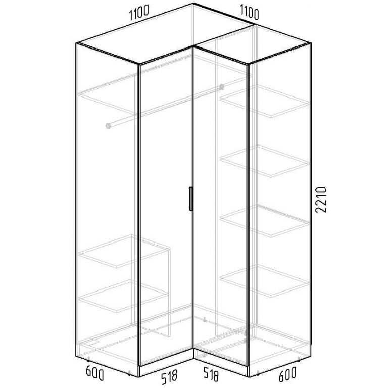 Шкаф угловой высота 180
