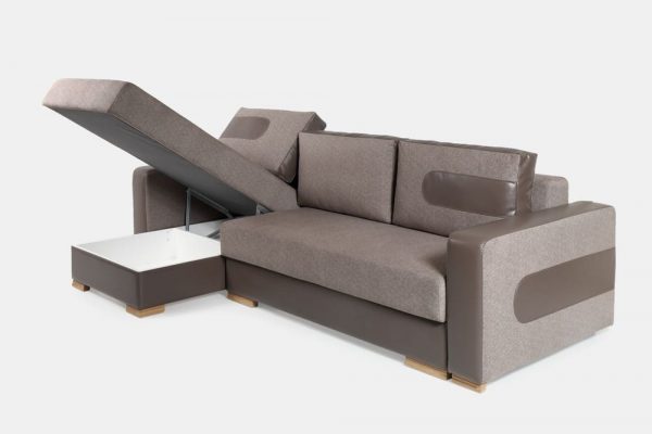 Угловой диван-кровать Гефест с открытой нишей для белья левый угол