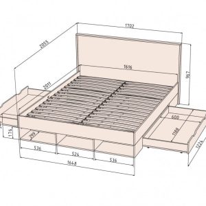 Схема с размерами двойной кровати Scandi SC-К160
