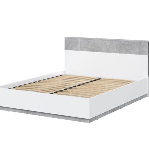 Двуспальная кровать Quarz QZ-К160 белый платинум/бетон