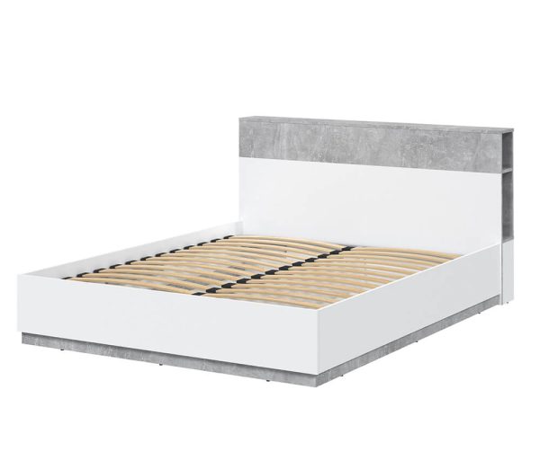 Двуспальная кровать Quarz QZ-К160 белый платинум/бетон