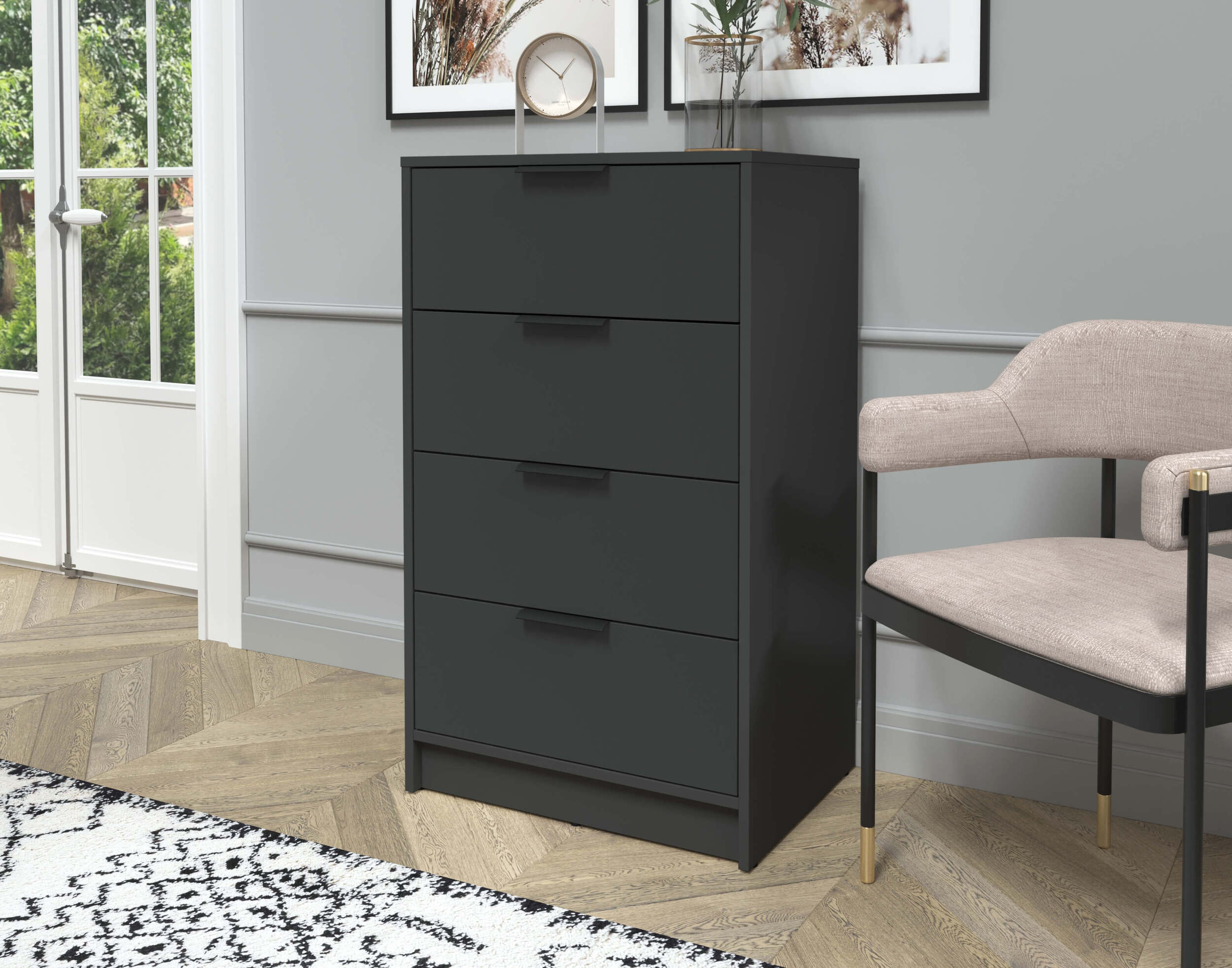 Комод КТ-К60 Концепт антрацит-антрацит в интерьере