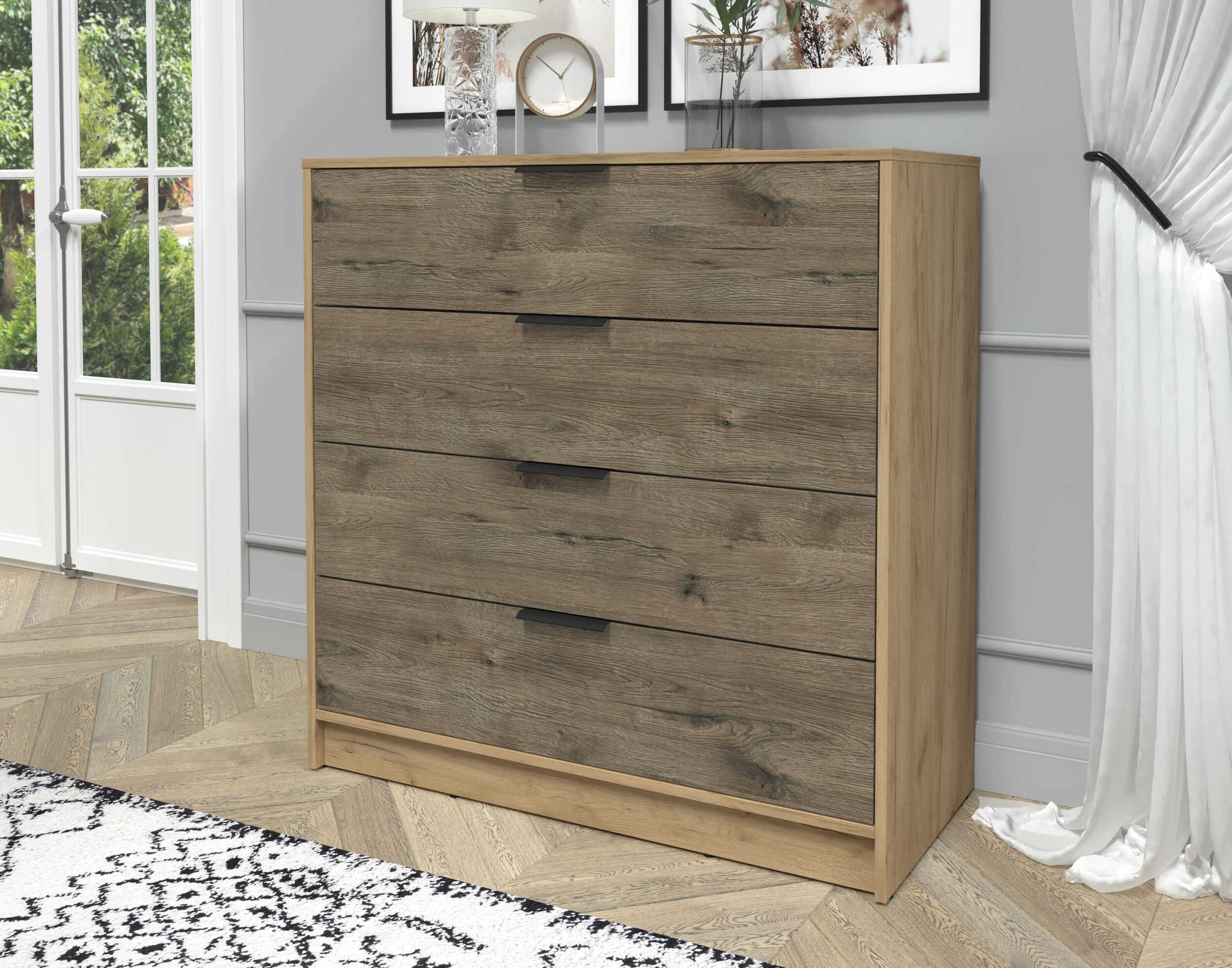 Комод Концепт КТ-К100 золотой-дуб веллингтон в интерьере