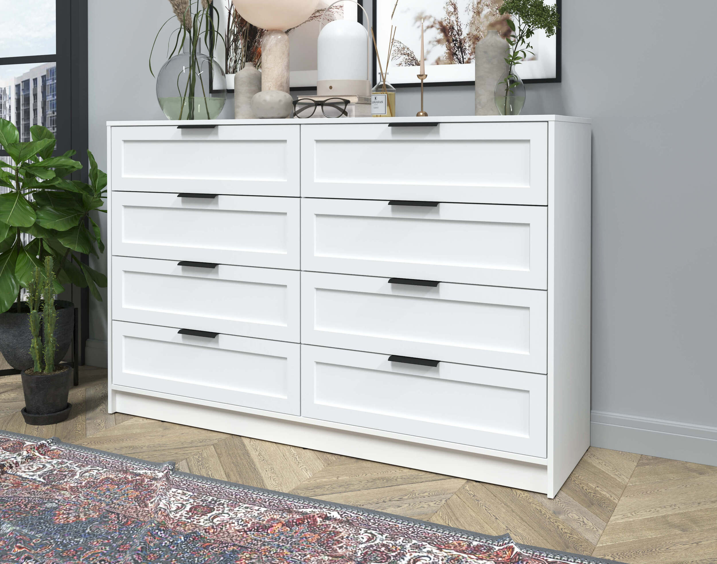 Комод Концепт КТ-К117 Тренд белый платинум-белый в интерьере