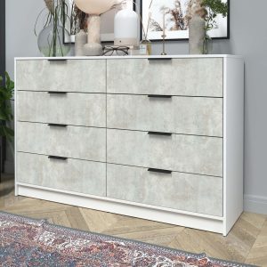 Комод Концепт КТ-К157 белый-бетон лайт в интерьере