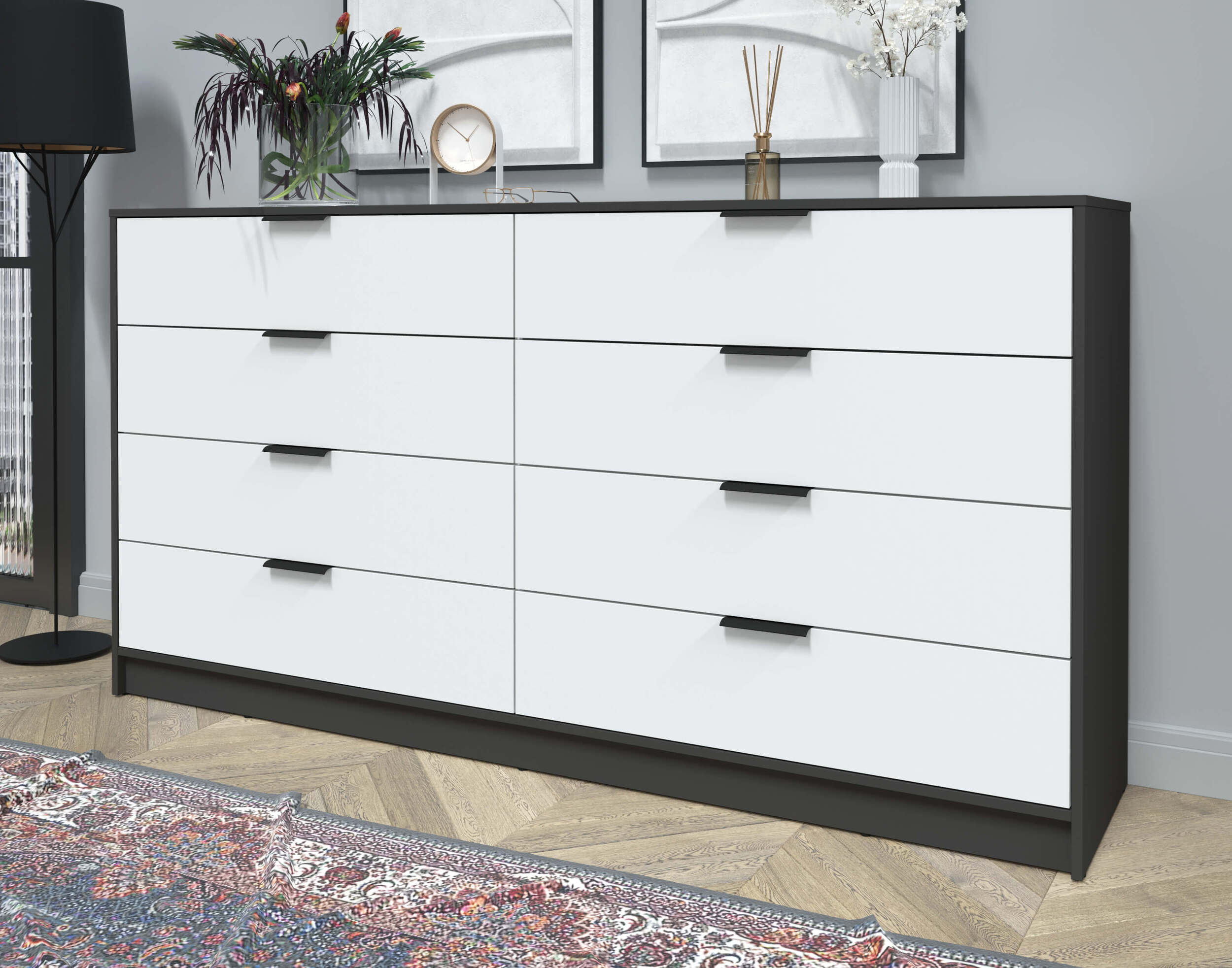 Комод Концепт КТ-К197 антрацит-белый в интерьере