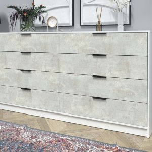 Комод Концепт КТ-К197 белый/бетон лайт в интерьере