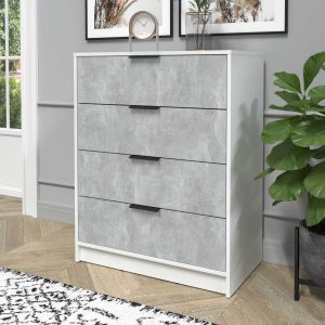 Комод Концепт КТ-К80 белый-бетон в интерьере