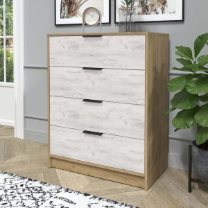 Комод Концепт КТ-К80 золотой-дуб белый в интерьере