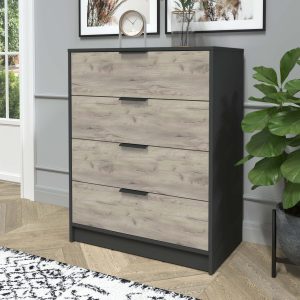 Комод КТ-К80 Концепт антрацит-дуб серый в интерьере