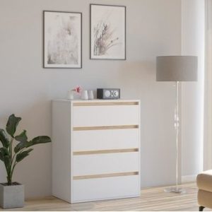 Комод Рио-1 белый премиум-дуб крафт золотой в интерьере