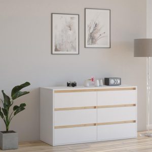 Комод Рио-4 белый премиум-дуб крафт золотой в интерьере