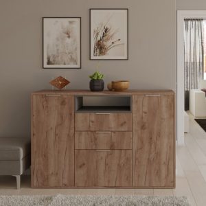 Комод Рио-6 дуб крафт табачный-графит серый