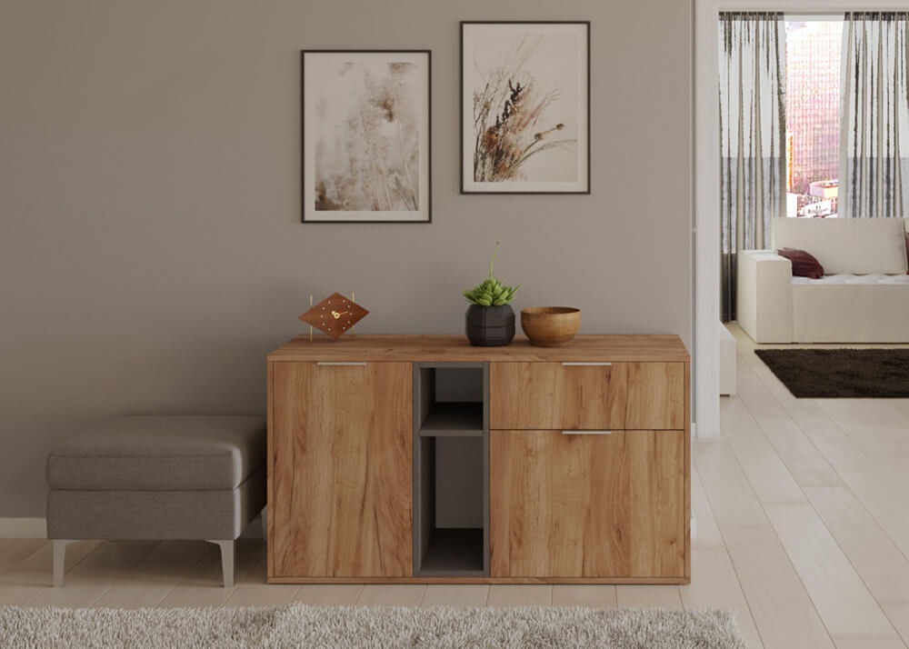 Комод Рио-7 дуб крафт табачный-графит серый