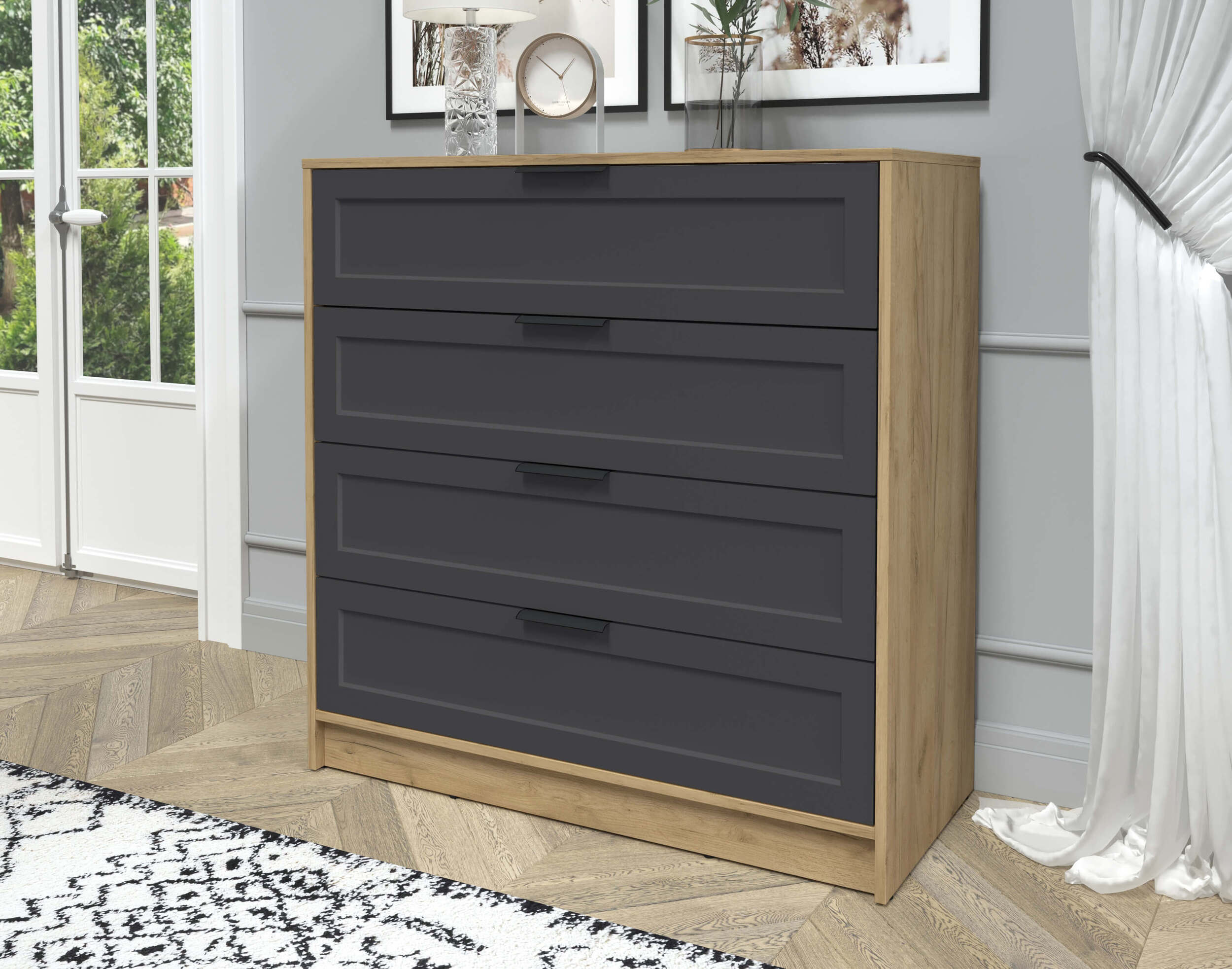 Комод Тренд КТ-К100 дуб золотой-пепел в интерьере