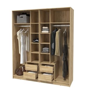 Наполнение четырехстворчатого шкафа Концепт КТ-Ш4 в корпусе дуб золотой