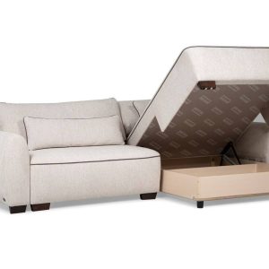 Диван угловой раскладной Латте с открытой нишей для белья