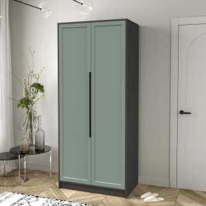 Шкаф двустворчатый распашной Концепт КТ-Ш2 Тренд антрацит-мята в интерьере