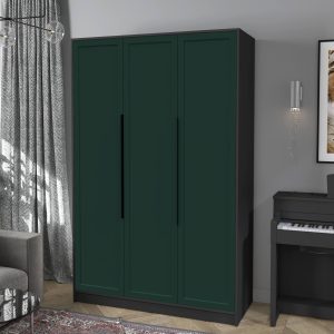 Шкаф трехстворчатый распашной Концепт КТ-Ш3 Тренд антрацит-изумруд в интерьере