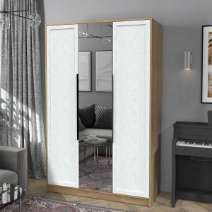 Шкаф трехстворчатый распашной Концепт КТ-Ш3 Тренд дуб золотой-дуб полярный в интерьере