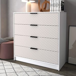 Комод Концепт КТ-К100 Техно белый платинум-кашемир в интерьере