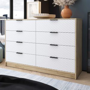 Комод Концепт КТ-К157 Техно дуб золотой-белый в интерьере