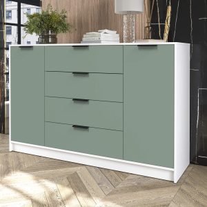 Тумба Концепт КТ-Т160 Глосс белый платинум-мята в интерьере