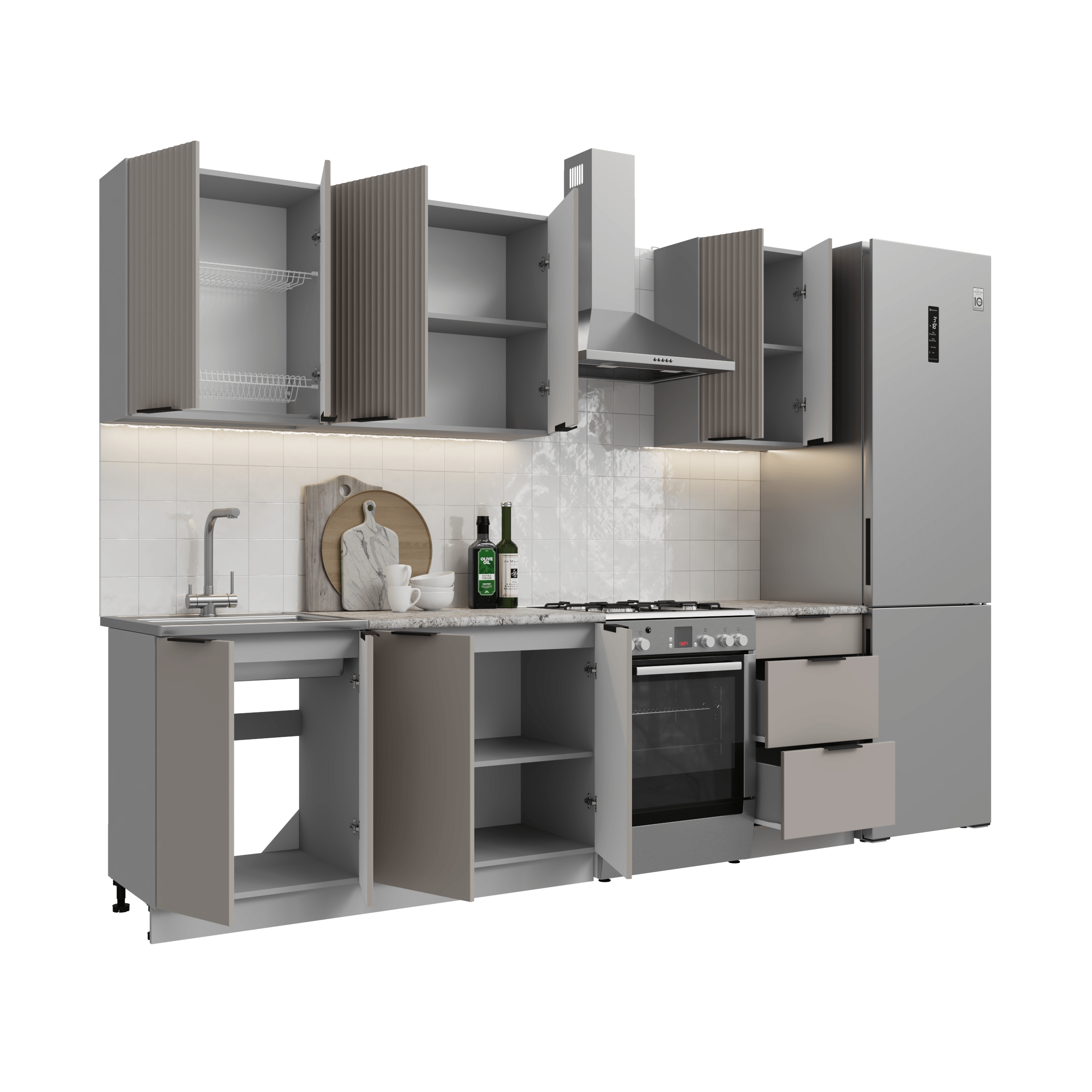 Кухня Корнелия Марика 1,9 метра с открытыми фасадами